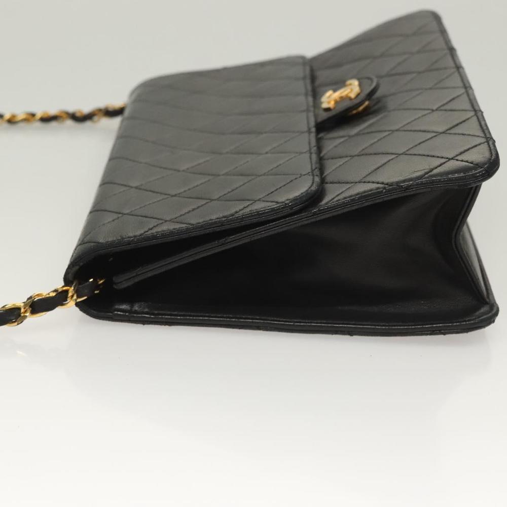 CHANEL Matelasse Chain Shoulder Bag Lamb Skin Black Gold CC Auth 131347 - Picture 4 of 16